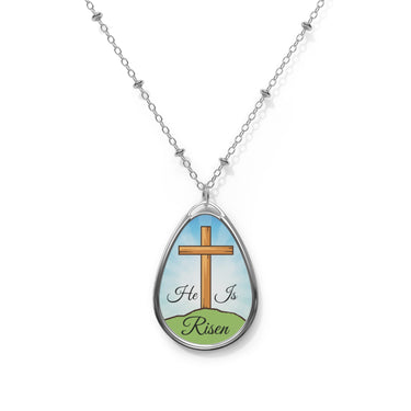 Inspirational oval pendant necklace with